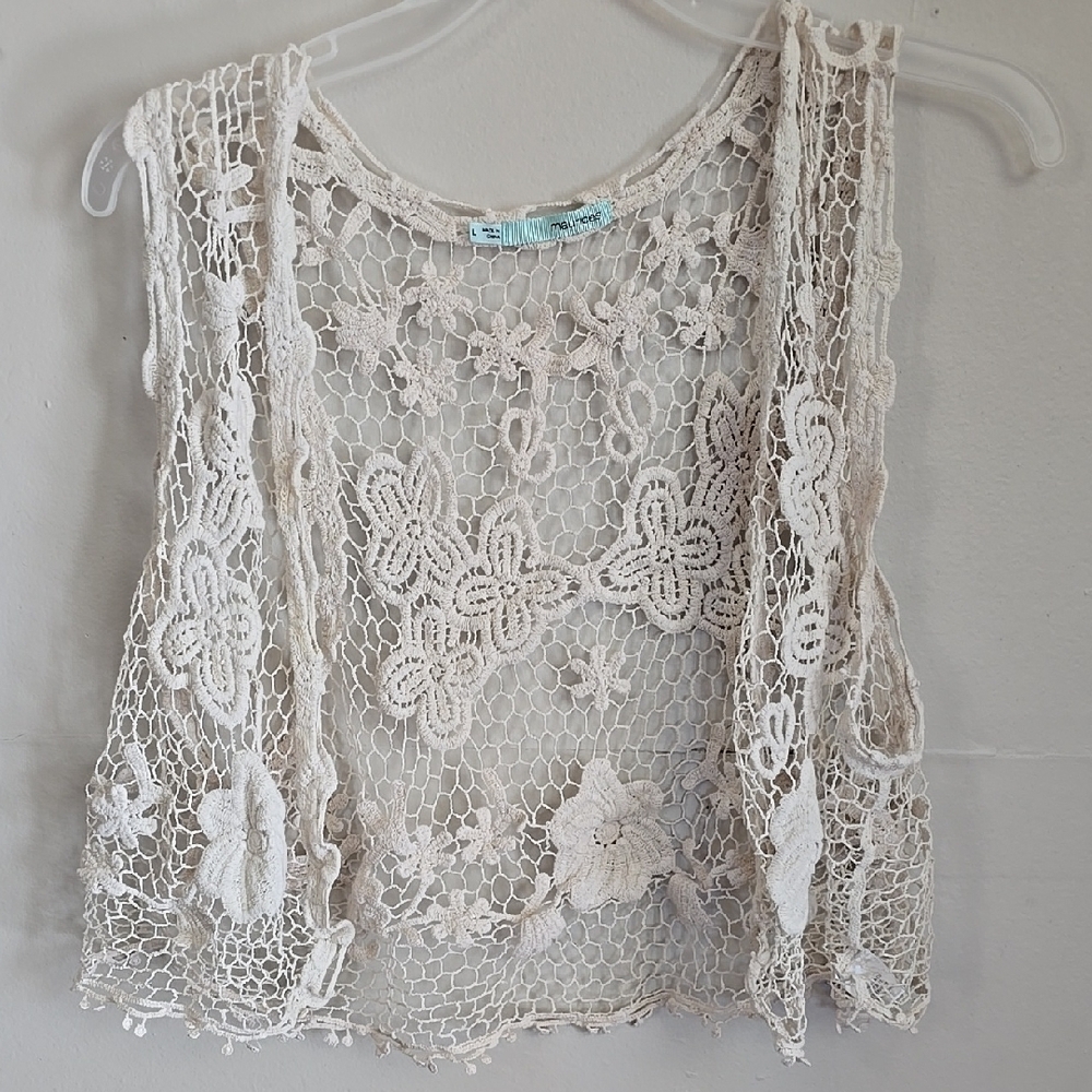 Maurices Cream Cropped Embellished Tank Top